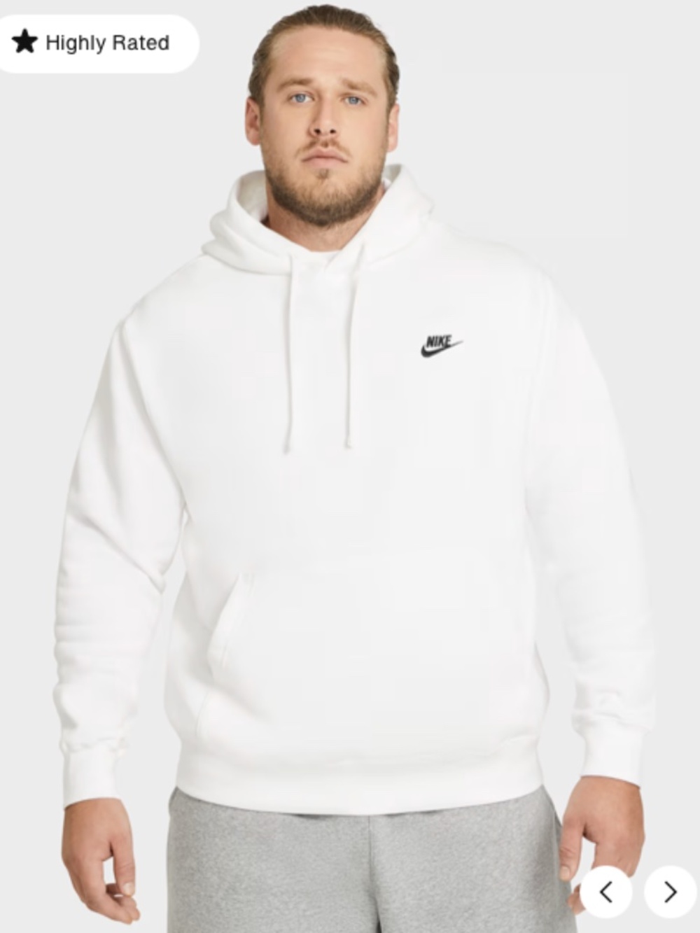 Men's Nike Sportswear Club Fleece Pullover Hoodie White/Black Size XL **NWT**